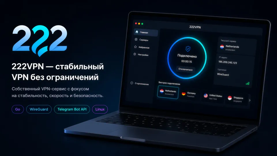 222VPN — стабильный VPN без ограничений